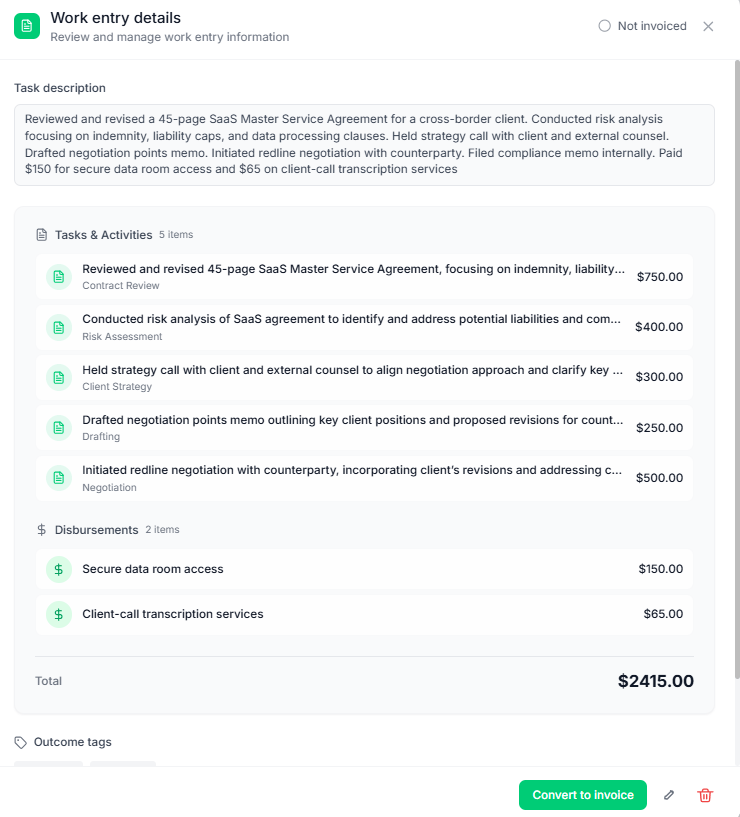 LegalBill AI Work Detail